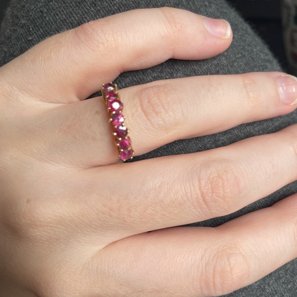 Ruby half eternity band 18k gold - Picture 12 of 17